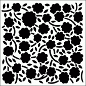 Çiçek Desen Stencil Boyama şablonu 30x30 cm, Duvar Stencil, Fayans Stencil, Mobilya Stencil - 1