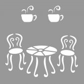 Pariste Kafe Stencil Boyama şablonu 30x30 cm, Duvar Stencil, Fayans Stencil, Mobilya Stencil - 1
