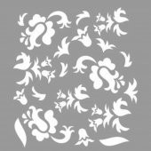 Uçuşan Çiçek-2  Stencil Boyama şablonu 30x30 cm, Duvar Stencil, Fayans Stencil, Mobilya Stencil - 1