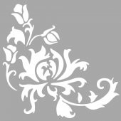 Köşe Çiçek Deseni Stencil Boyama şablonu 30x30 cm, Duvar Stencil, Fayans Stencil, Mobilya Stencil - 1