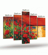 Sunrise 5 Parça Kanvas Tablo 135X85 Cm - 4