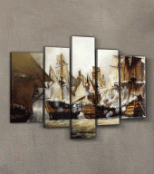 5 Parça Savaş Kanvas Tablo 135X85 Cm - 2