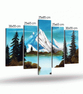 Romantic Snow 5 Parça Kanvas Tablo 135X85 Cm - 4