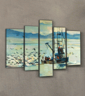 Fisherman 5 Parça Kanvas Tablo 135X85 Cm - 2