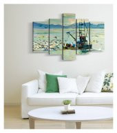 Fisherman 5 Parça Kanvas Tablo 135X85 Cm - 3