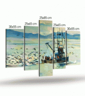 Fisherman 5 Parça Kanvas Tablo 135X85 Cm - 4