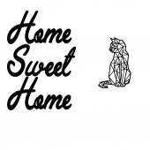 Home Sweet Home + Kedi Duvar Süsü Dekoratif Ahşap Duvar Tablosu - 3