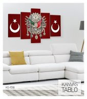 Osmanlı Tugrası 5 Parça Kanvas Tablo 135X85 Cm - 3