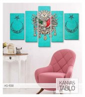 Osmanlı Tugrası 5 Parça Kanvas Tablo 135X85 Cm - 3