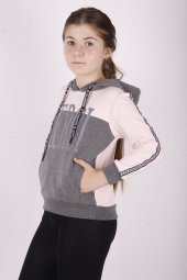 Toontoy Kız Çocuk Merci Baskılı Kapüşonlu Sweatshirt - 2
