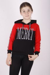 Toontoy Kız Çocuk Merci Baskılı Kapüşonlu Sweatshirt - 4