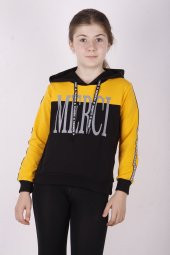 Toontoy Kız Çocuk Merci Baskılı Kapüşonlu Sweatshirt - 12