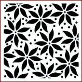 Puantiyeli Çiçek Stencil Boyama şablonu 30x30 cm, Duvar Stencil, Fayans Stencil, Mobilya Stencil - 1