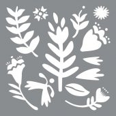 Nordik Çiçek Motif Stencil Boyama şablonu 30x30 cm, Duvar Stencil, Fayans Stencil, Mobilya Stencil - 1