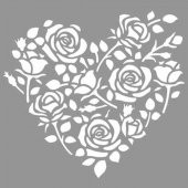 Kalp Gül Deseni Stencil Boyama şablonu 30x30 cm, Duvar Stencil, Fayans Stencil, Mobilya Stencil - 1