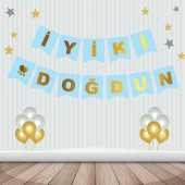 Mavi Üzeri Gold İyiki Doğdun Yazısı - 1
