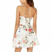 Bej Renk Genç Bayan İvory Floral Fit & Flare, Mini Elbise - 2