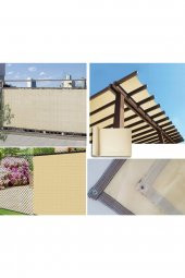 Gölgelik File 1x10 m Krem Branda Balkon Demiri Korkuluk Çit Örtüsü Çit Filesi Gölgeleme Filesi - 3