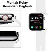 Apple Watch Kordon 2 3 4 5 38 40 mm Kordon Silikon Kayış Beyaz - 6