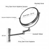 Tema Marka Mafsallı Büyüteçli Makyaj Aynası Paslanmaz Krom - 2