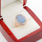 925 Ayar Gümüş Su Yeşili Taşlı Bayan Gümüş Yüzük thumbnail 2