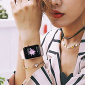 Apple Watch Kordon 2 3 4 5 42 44 mm Kordon Silikon Kayış Pudra - 4
