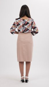 BÜYÜK BEDEN KADIN KALEM ETEK,70 CM BOYUNDA,SORALLİNE,747,PUDRA - 3