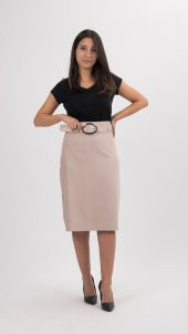 BÜYÜK BEDEN OFİS ETEK,70 CM BOYUNDA,ASTARLI,SORALLİNE,747, TAŞ - 1