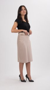 BÜYÜK BEDEN OFİS ETEK,70 CM BOYUNDA,ASTARLI,SORALLİNE,747, TAŞ - 2