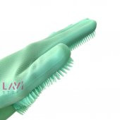 Silikon Bulaşık Yıkama Mutfak Banyo Sihirli Temizlik Eldiveni 1Çift Yeşil Renk - 5