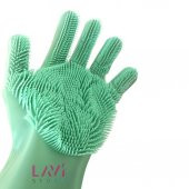 Silikon Bulaşık Yıkama Mutfak Banyo Sihirli Temizlik Eldiveni 1Çift Yeşil Renk - 7