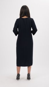 BAYAN ABİYE ELBİSE,LAZER TAŞ İŞLEMELİ,TRUVAKAR KOL,SORALLİNE,1115 LACİVERT - 2