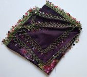 Anne Eli İle İşlenmiş Boncuklu Oyalı Yazma Örtü Yerli Üretim 100x100cm Ücretsiz - 1