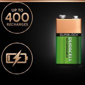 Duracell 9V Akü Tipi Yeniden Doldurulabilen Pil 170 mAh (6HR6161) NİMH Y00192 - 4