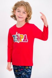 U.S. Polo Assn Lisanslı Açık Kırmızı Erkek Çocuk Pijama Takımı - 2