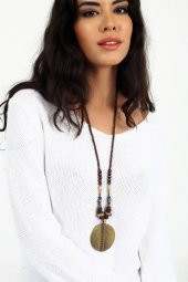 El yapımı cam boncuklu ve doğal taşlı kolye - 1