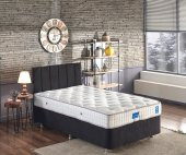 Niron Juliette 120x200 Bir Buçuk Kişilik Lüks Yatak Seti - Siyah Kumaş Baza, Başlık ve Yatak Takımı - 1