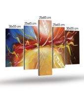Heartbeats 5 Parça Kanvas Tablo 135X85 Cm - 4