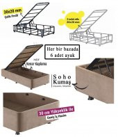 Niron Queen 120x200 Bir Buçuk Kişilik Pedli Yatak Seti Sütlü Kahve Kumaş Baza Başlık ve Yatak Takımı - 4