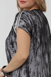 Günay Kadın Elbise Lm24220 İlkbahar Yaz O Yaka Taş Detay Tül-SIYAH - 4