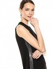 Yan Dikişlerle Süslenmiş Siyah Kolsuz Elbise - 3