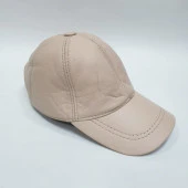 Krem Renk Deri Unisex Şapka thumbnail 2