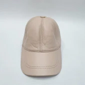 Krem Renk Deri Unisex Şapka thumbnail 3