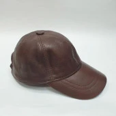 Kahve Renk Deri Unisex Şapka - 3