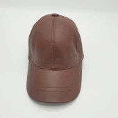 Kahve Renk Deri Unisex Şapka - 10