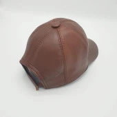 Kahve Renk Deri Unisex Şapka - 12