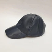 Lacivert Renk Deri Unisex Şapka thumbnail 5