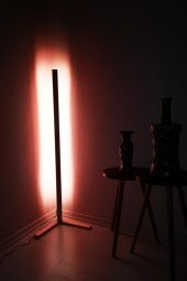 Lambader Ayaklı Abajur Rgb Led L Köşe Aydınlatma Ahşap - 4