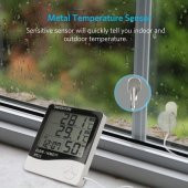 Problu Dijital Termometre Saat Isı Sıcaklık Nem Ölçer - HTC-2 - 4