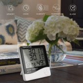 Problu Dijital Termometre Saat Isı Sıcaklık Nem Ölçer - HTC-2 - 5